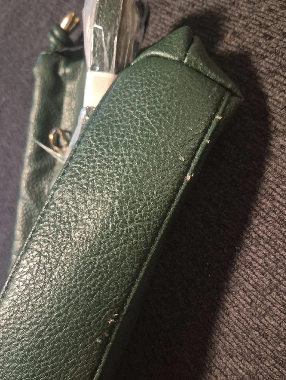 Forest Green Pebbled Leather Crossbody Bag with Gold Hardware